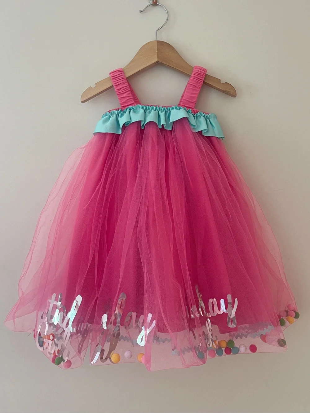 MUD PIE VGUC Hot Pink Tulle Confetti Birthday Girl Dress